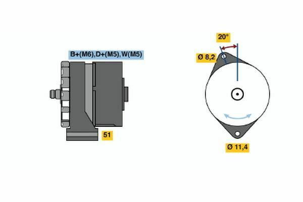 Генератор 28V 45A VOLVO FL 6/7 F6/7/10/12 (арт. 0986031190090)