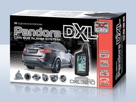 Pandora DXL 3210i (2010.12, интегрированный CAN, брелок 074 LCD - AAA, брелок R304L — CR2032), встр.датчик движ., без а/з, б/c