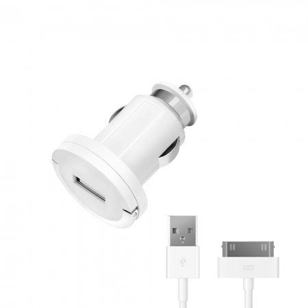 АЗУ USB 1,2А, дата-кабель с разъемом 30-pin для Apple, белый, Ultra, Deppa, 11203