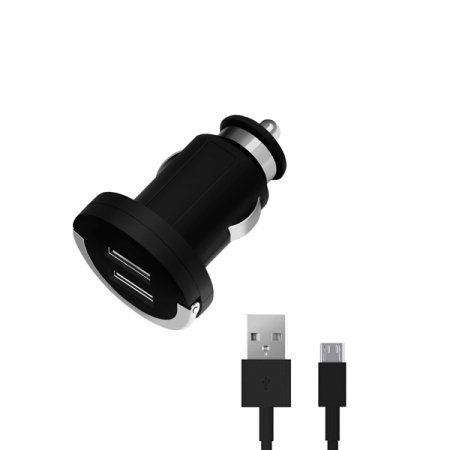 АЗУ 2 USB 2,1А, дата-кабель micro USB, черный, Ultra, Deppa, 11206