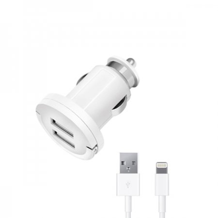 АЗУ 2 USB 3.4А, дата-кабель 8-pin для Apple (MFI), белый, Ultra, Deppa, 11256