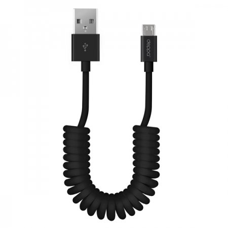 Дата-кабель USB -micro USB, витой, 1.5м, черный, Deppa, 72123