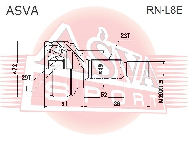 Шрус Наружный 29x49x23, ASVA, RNL8E