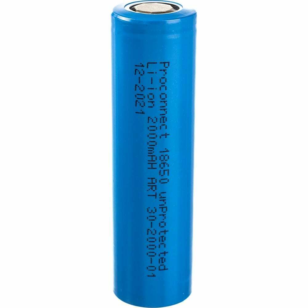 30-2000-01_Аккумулятор 18650 unprotected Li-ion 2000 mAH индивидуальная упаковка PROconnect