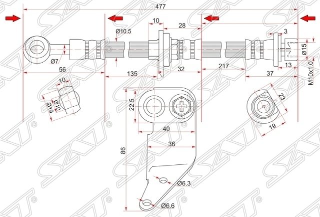 Шланг тормозной перед (Таиланд) HONDA ODYSSEY/AVANCIER/ACCORD/TORNEO CF#/CL#/CH# 99- LH