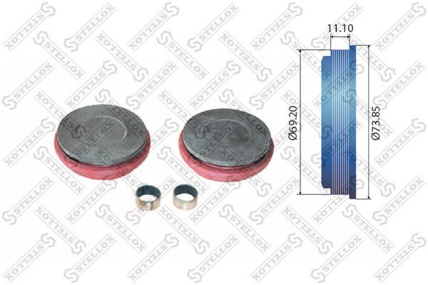 Р/к дискового тормоза 4(мр) толкатели D69 (пыльники с буртом), втулки Knorr SN6/7,SK7