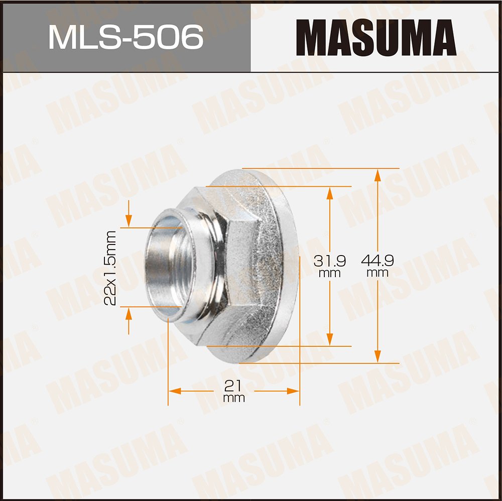 Гайка ШРУС 22 x 1,5 x 21 под ключ 32 Masuma MLS506