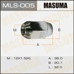 Гайка M12X1,50 21мм Конус, открытая, 12 луч, D 20мм Хром