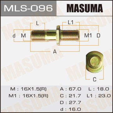 Шпилька колесная M16x1.5(R), M16x1.5(R)