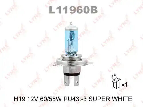 Лампа галогенная H19 12V 60/55W PU43t-3 SUPER WHITE