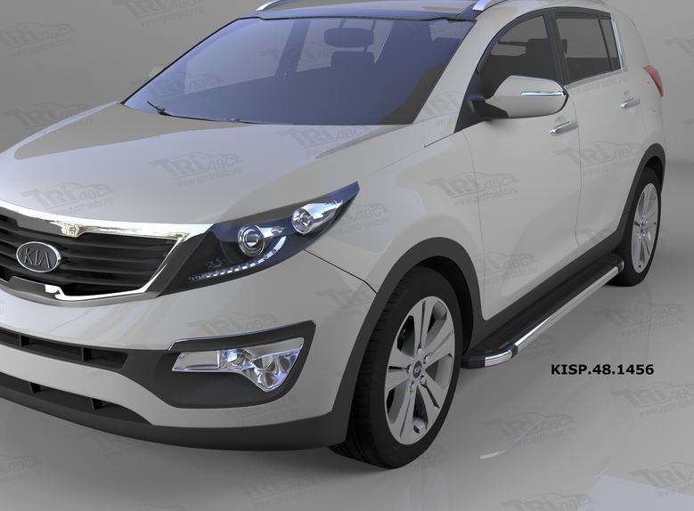 Пороги алюминиевые (Brillant) Hyundai IX-35 (2009-2015) / Kia Sportage (Киа Спортаж) III (2010-2016)