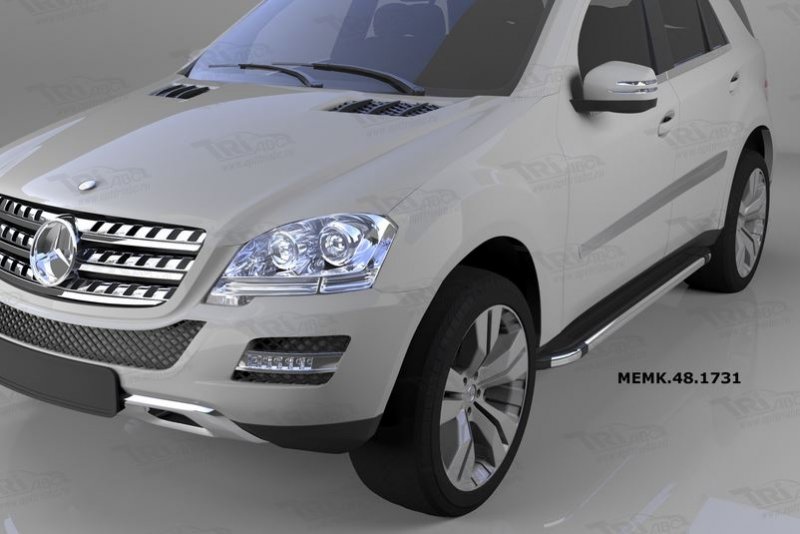 Пороги алюминиевые (Brillant) Mercedes ML W164 (2006-2011) (черн/нерж), MEMK481731