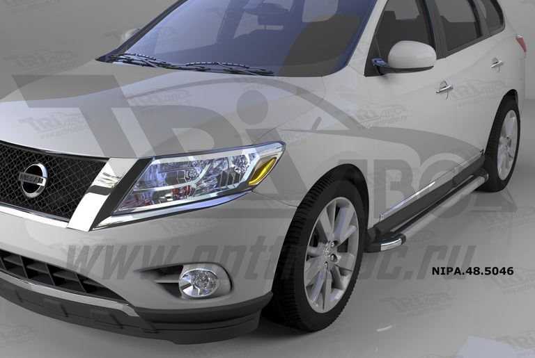 Пороги алюминиевые (Brillant) Nissan Pathfinder (2014-) (серебр), NIPA485046