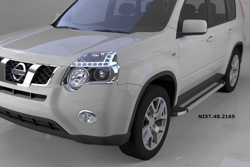 Пороги алюминиевые (Brillant) Nissan X-Trail (Ниссан Икстрейл) (2007-2010-2014) (серебр), NIXT482165