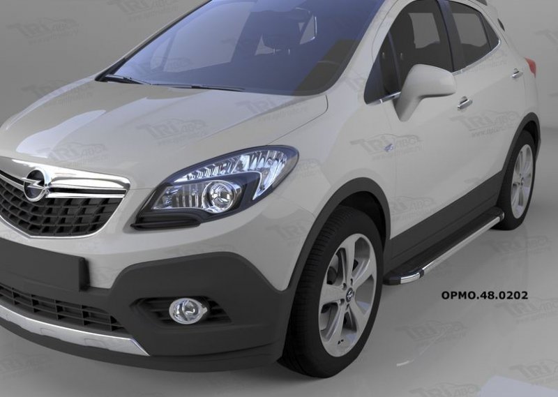 Пороги алюминиевые (Brillant) Opel Mokka (2012-) (черн/нерж), OPMO480202
