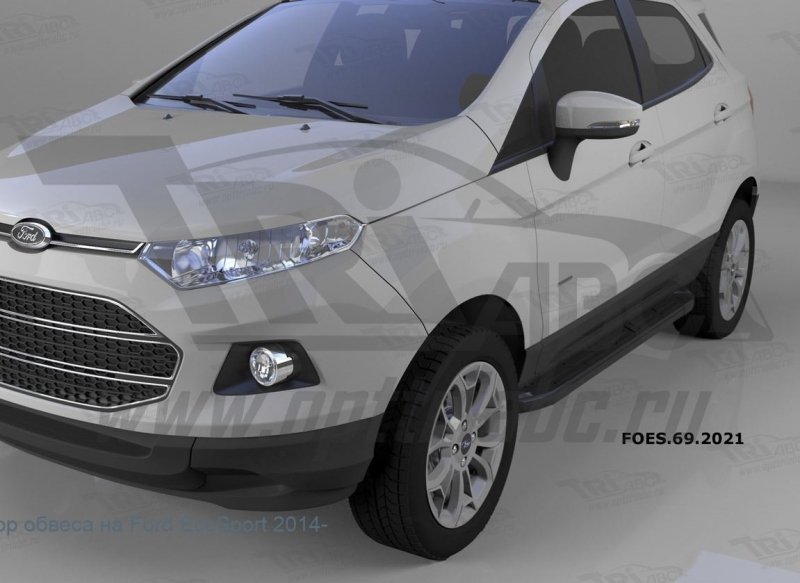Пороги алюминиевые (Corund Black) Ford EcoSport (2014-), FOES692021