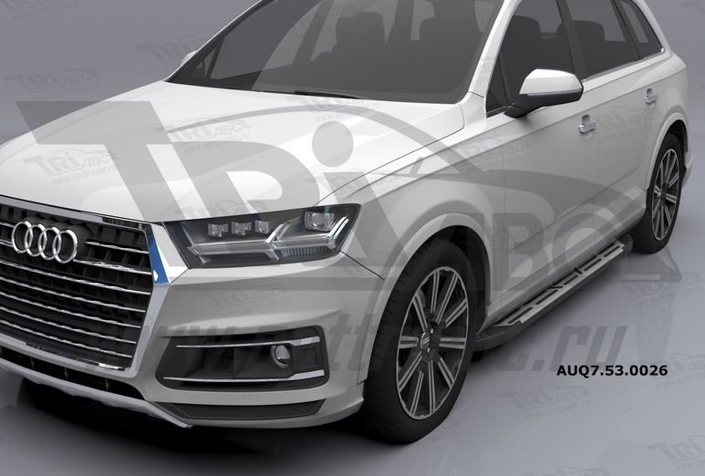 Пороги алюминиевые (Corund Silver) Audi (Ауди) Q7 (2015-) без панорамной крыши, AUQ7530026