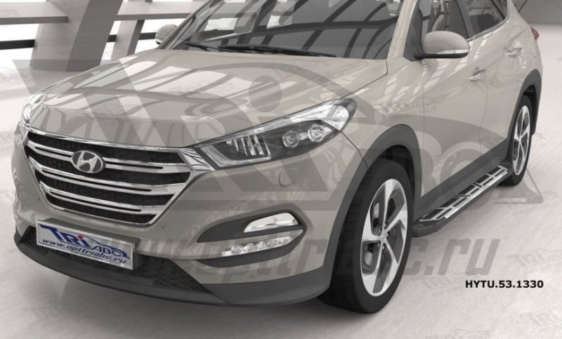 Пороги алюминиевые (Corund Silver) Hyundai Tucson (2015-) / Kia Sportage (2016-), HYTU531330