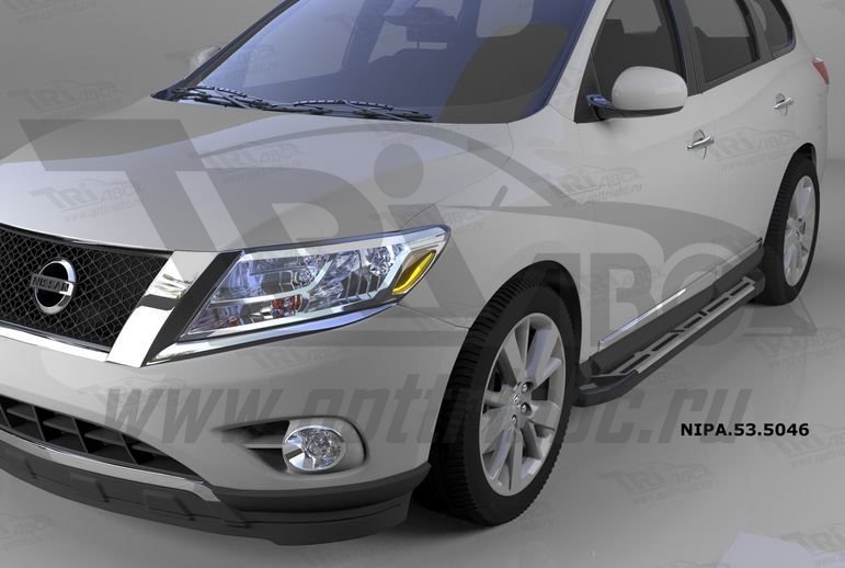 Пороги алюминиевые (Corund Silver) Nissan Pathfinder (2014-), NIPA535046