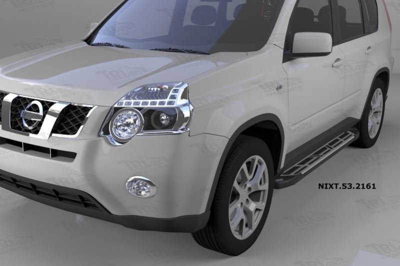 Пороги алюминиевые (Corund Silver) Nissan X-Trail (Ниссан Икстрейл) (2007-2010-2014), NIXT532161