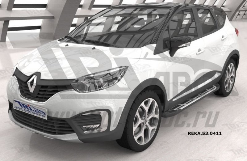 Пороги алюминиевые (Corund Silver) Renault Kaptur (2016-), REKA530411