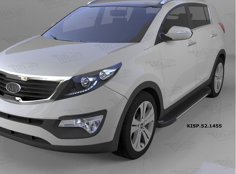 Пороги алюминиевые (Onyx) Hyundai IX-35 (2009-2015)/ Kia Sportage (Киа Спортаж) III (2010-2016), KIS