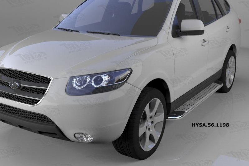 Пороги алюминиевые (Opal) Hyundai Santa Fe (Хёндай Санта Фе) (2006-2010-2012) кроме Тагаз, HYSA56119