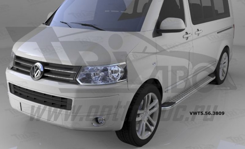 Пороги алюминиевые (Opal) Volkswagen T5 / T6 Caravelle/Trans. (короткая база), VWT5563809