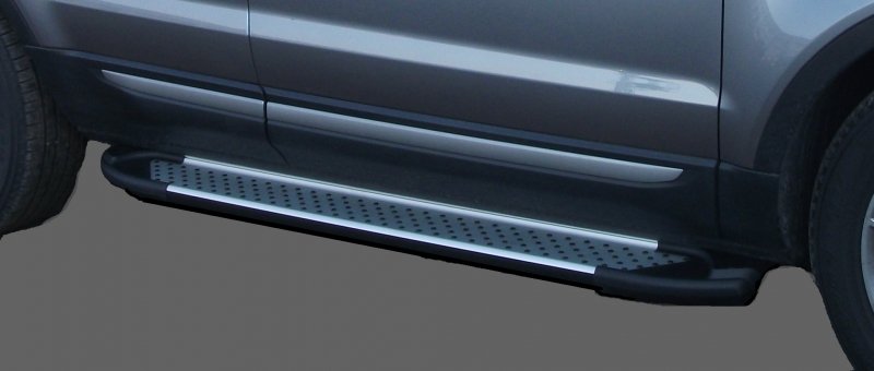 Пороги алюминиевые (Sapphire Silver) Audi (Ауди) Q7 (2009-2015) (нагр. до 40 кг.), AUQ7510025