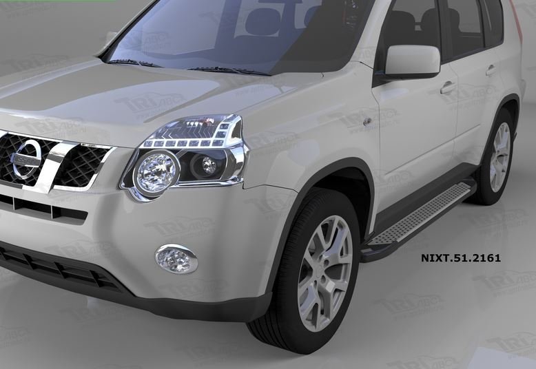 Пороги алюминиевые (Sapphire Silver) Nissan X-Trail (Ниссан Икстрейл) (2007-2010-2014), NIXT512161