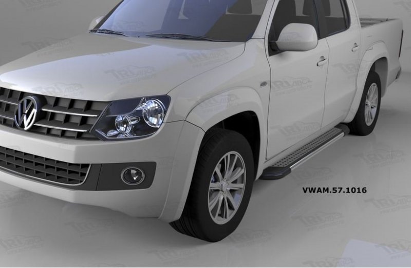 Пороги алюминиевые (Topaz) Volkswagen Amarok (Амарок) (2010-), VWAM571016