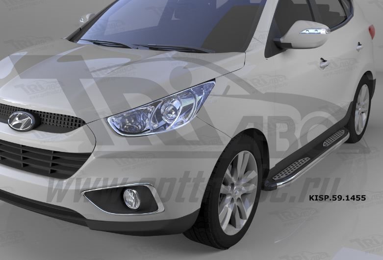 Пороги алюминиевые (Zirkon) Hyundai IX-35 (2009-2015)/ Kia Sportage (Киа Спортаж) III (2010-2016), K