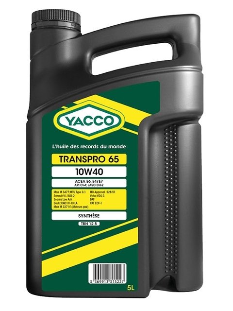 Масло грузовое YACCO TRANSPRO 65 синт. 10W40,CI-4/CH-4 (5 л)