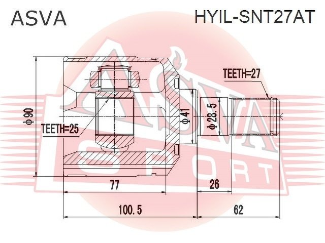 Шрус Внутренний Левый 25x41x27, ASVA, HYILSNT27AT