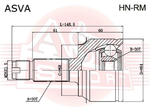 Шрус Наружный 30x68x30, ASVA, HNRM