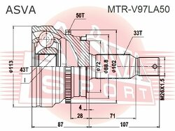 Шрус Наружный Задний 43x72x33, ASVA, MTRV97LA50