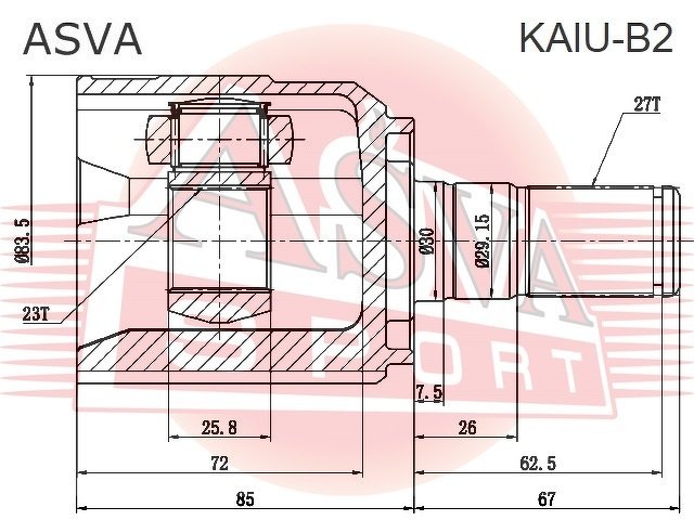 Шрус Внутренний 23x40x27, ASVA, KAIUB2