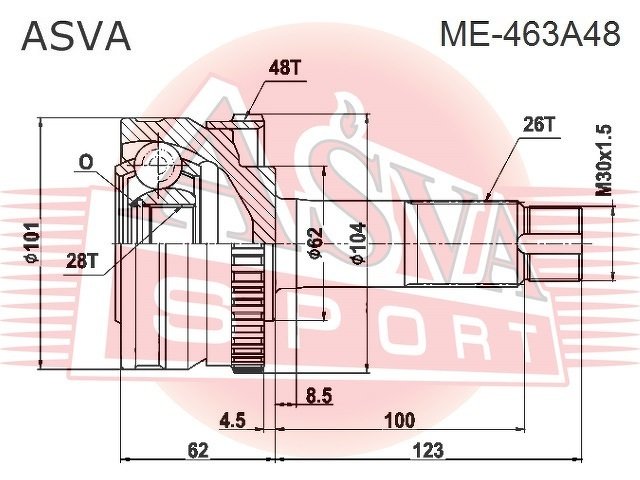 Шрус Наружный 28x61.9x26, ASVA, ME463A48