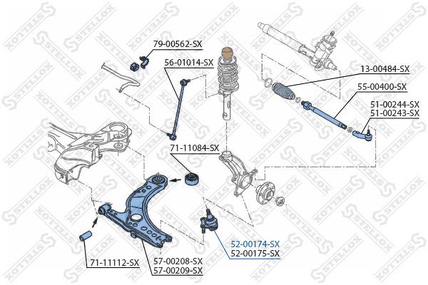 Опора шаровая нижняя левая к-кт VW Polo 1.2-1.6/1.4-1.9TDi 01>