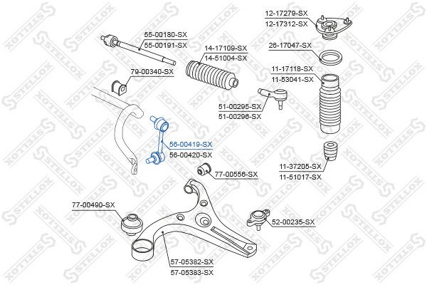 Тяга стабилизатора переднего левая Hyundai Accent/Verna all 03>