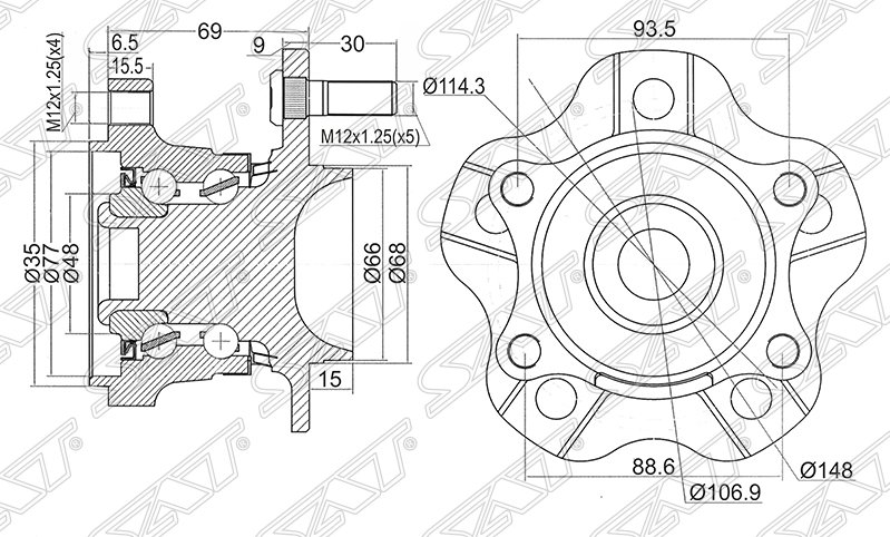 Ступичный узел задн. NISSAN TEANA #J31 2WD