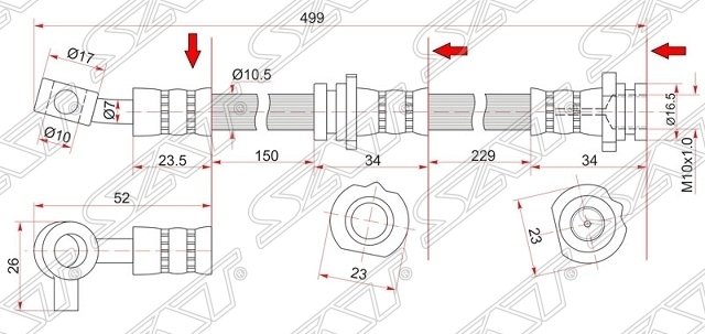 Шланг тормозной перед (Таиланд) NISSAN BLUEBIRD SYLPHY/PULSAR/SUNNY/WINGROAD/AD 98-08 RH