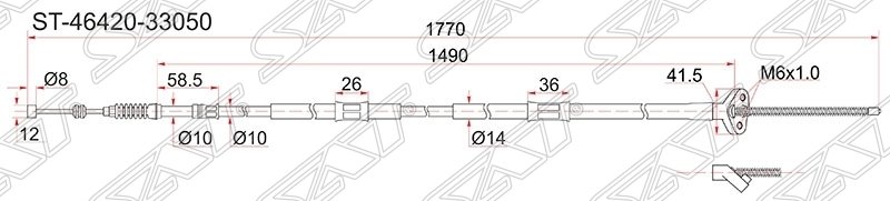 Трос ручника TY Camry Gracia MCV2#/SXV2#, 2WD -LH