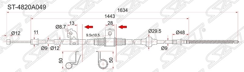 Трос ручника Mitsubishi Lancer X 07- LH