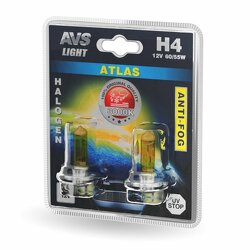 Галогенная лампа AVS /ATLAS ANTI-FOG/желтый H4.12V.60/55W.блистер 2шт