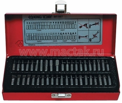 Набор вставок (бит) 1/4", TORX, HEX, PZ, PH, SLOT, 42 предмета, KING TONY, 1042CQ