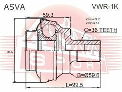 Шрус Наружный Задний 33x59.5x36, ASVA, VWR1K