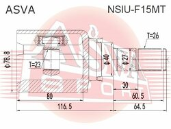 Шрус Внутренний 23x40x26, ASVA, NSIUF15MT