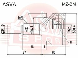 Шрус Наружный 22x58.9x28, ASVA, MZBM