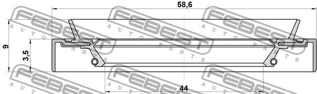 Сальник поворотного кулака Nissan Primera P11 46 x 58.5 x 3.5 x 9 12.96-12.01 (GL) Febest NOS-P11